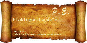 Plakinger Eugén névjegykártya
